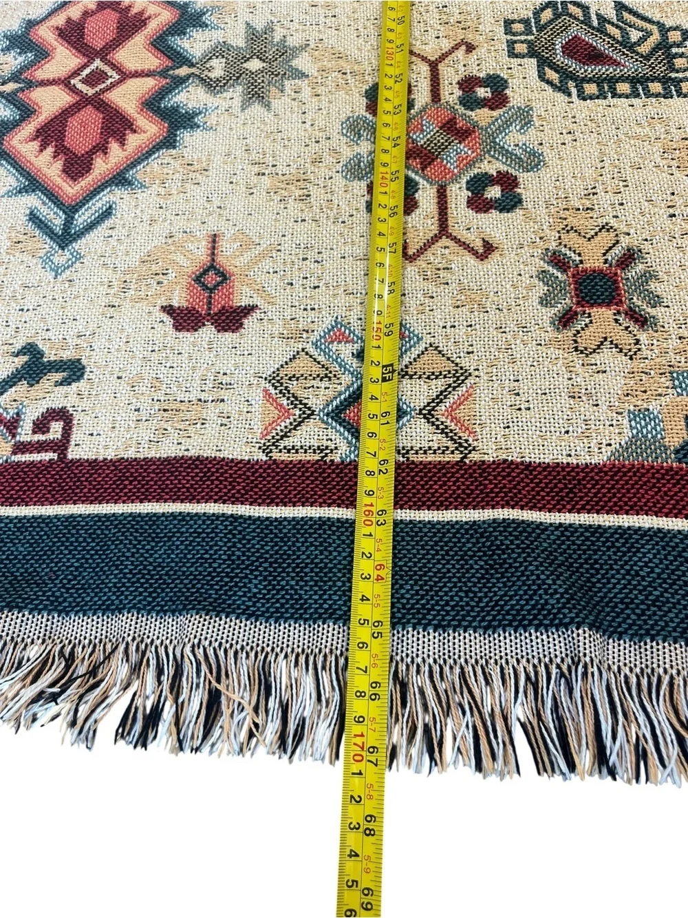Vintage La Cotonniere D'Alsace Aztec Southwest Tapestry Throw Blanket USA